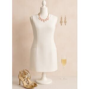 Southern Tide Ivory Matelassé Shift Dress Women’s Size 6 | Sleeveless Pockets